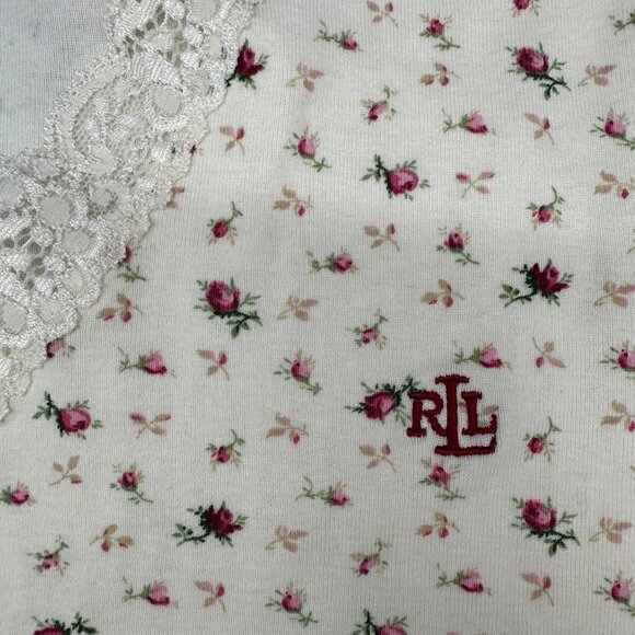 Vintage Pajama Set Pink Roses Lauren Ralph Lauren Y2K Shirt Pants XL Cottagecore - Picture 3 of 7